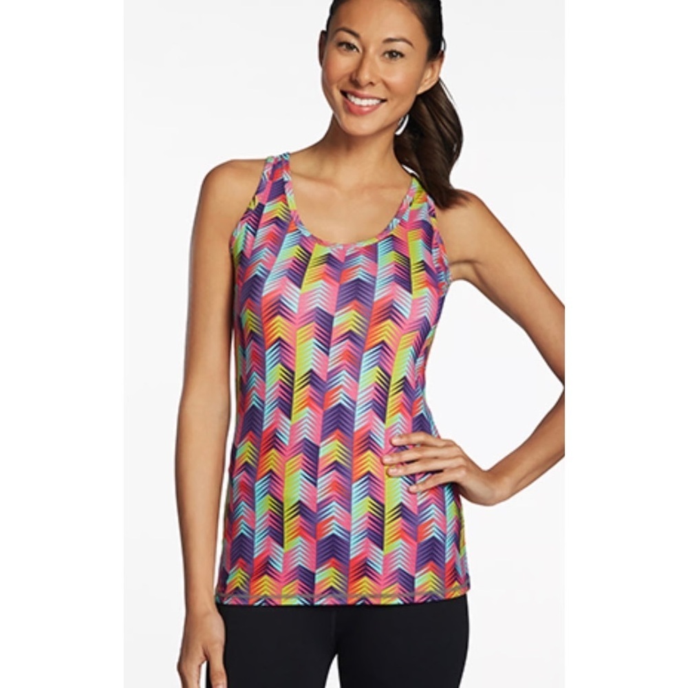 *FABLETICS* Plus Multicolor Embra Keyhole Chevron Pattern Workout Tank Top Sz 14